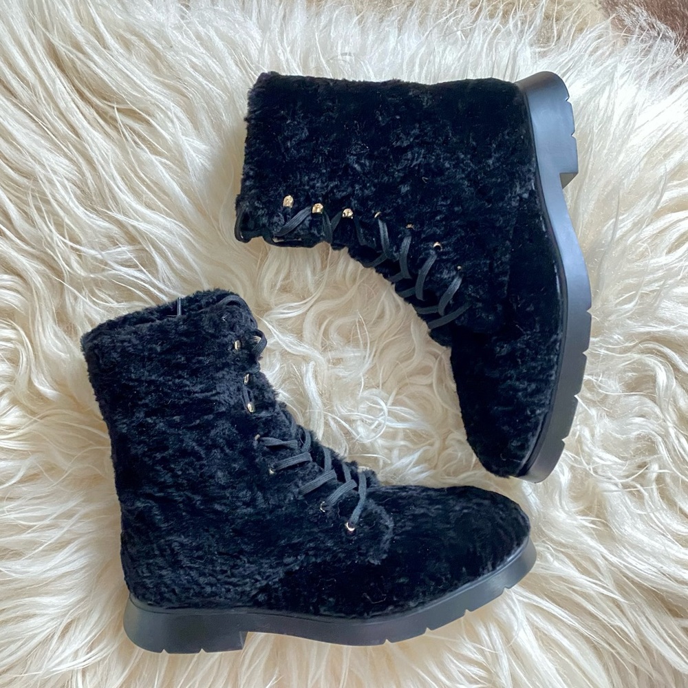 Stuart Weitzman Black McKenzee Chill Shearling & Leather Boots
